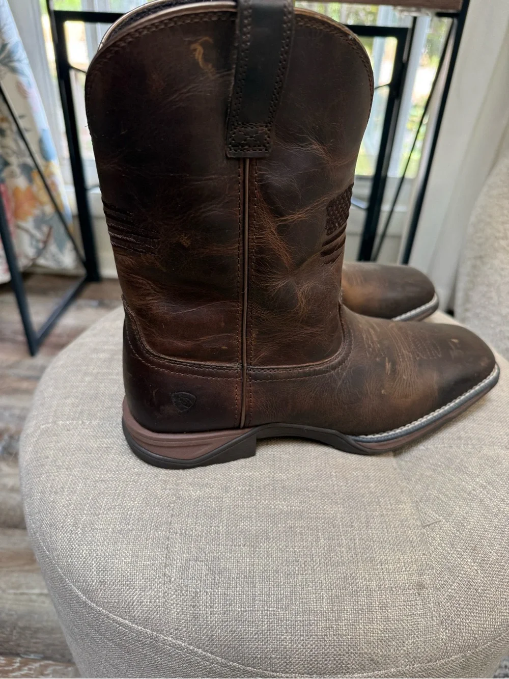 ARIAT Anthem Patriot Waterproof Western Boot 6US 37.5EU Youth Distressed Brown